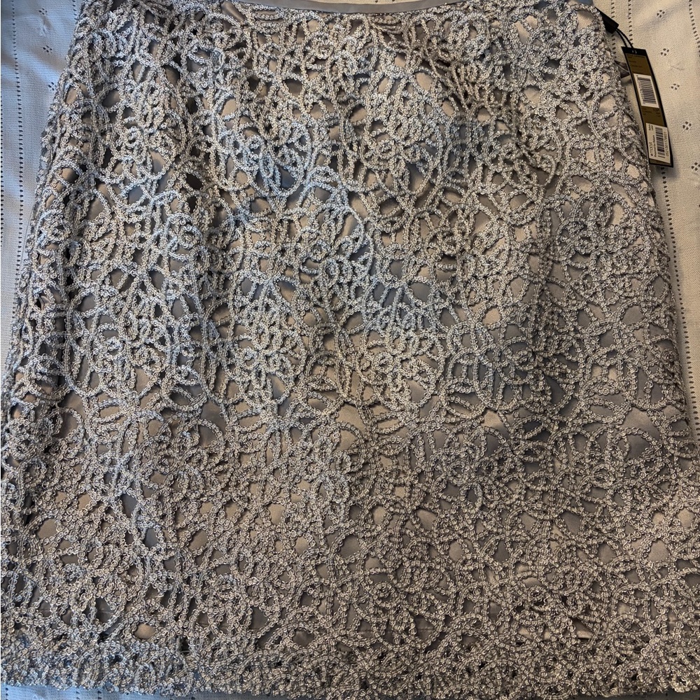 Tahari Elegant Gray Lace Skirt with Sparkles -NWT